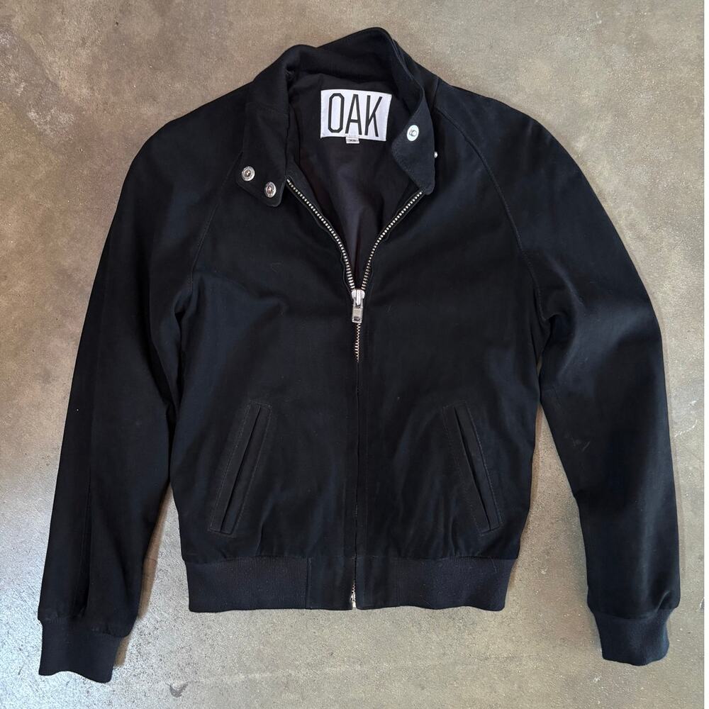 OAK Suede Leather Jacket Womens Xs Full Zip Black